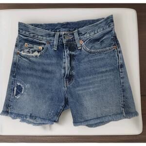 Levis 501Z XX Vintage Jean Cut Off Shorts Womens Distressed Big E Blue Denim